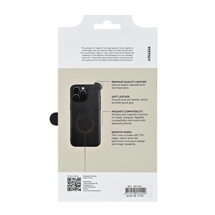 BUFFALO - Buffalo iPhone 16 Pro Max Mobilskal MagSafe Läder - Svart