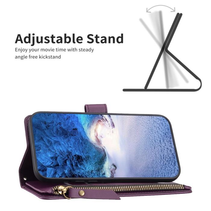 OEM - iPhone 15 Plånboksfodral Zipper Flip - Lavender