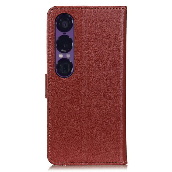 A-One Brand - Sony Xperia 1 VII Plånboksfodral Litchi Texture - Brun