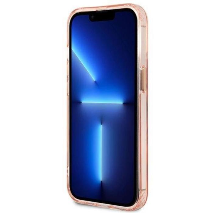 Guess - GUESS iPhone 13/13 Pro Skal MagSafe Gold Outline Translucent - Rosa