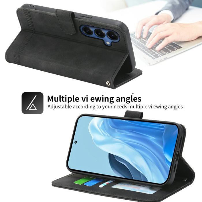 DIERFENG - DIERFENG Samsung Galaxy S26 Fodral Läder Med Handledsrem - Svart