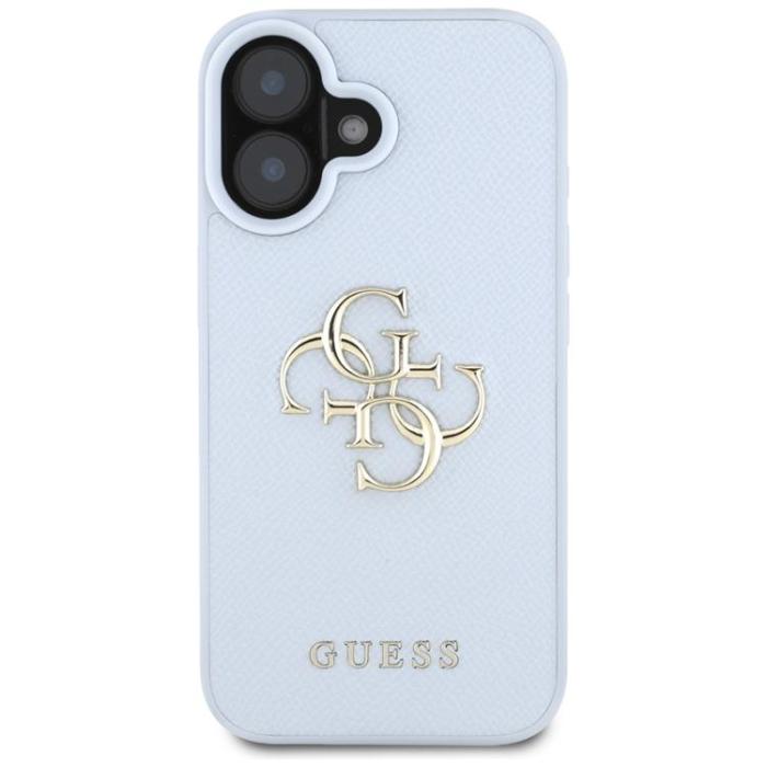 Guess - Guess iPhone 16 Mobilskal Grained Big 4G Small Classic Logo - Blå