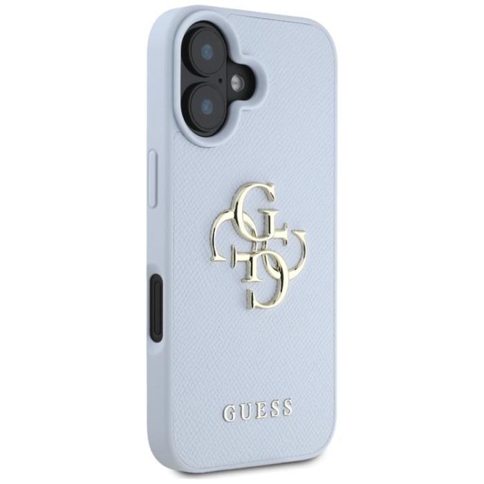 Guess - Guess iPhone 16 Mobilskal Grained Big 4G Small Classic Logo - Blå