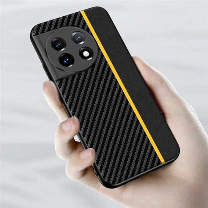 OEM - OnePlus 11 5G Mobilskal Carbon Fiber PU-Läder - Orange