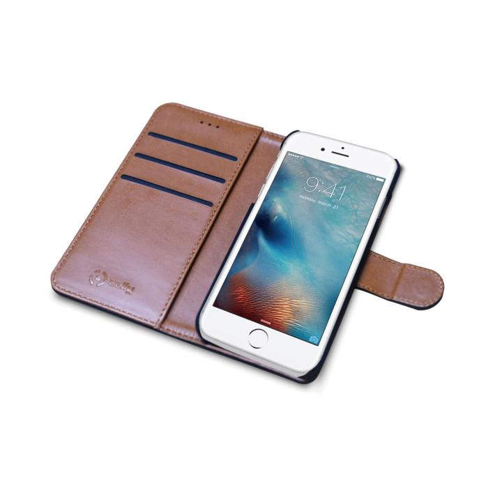 Celly - Celly Plånboksfodral till iPhone 7/8/SE 2020 - Svart/Beige