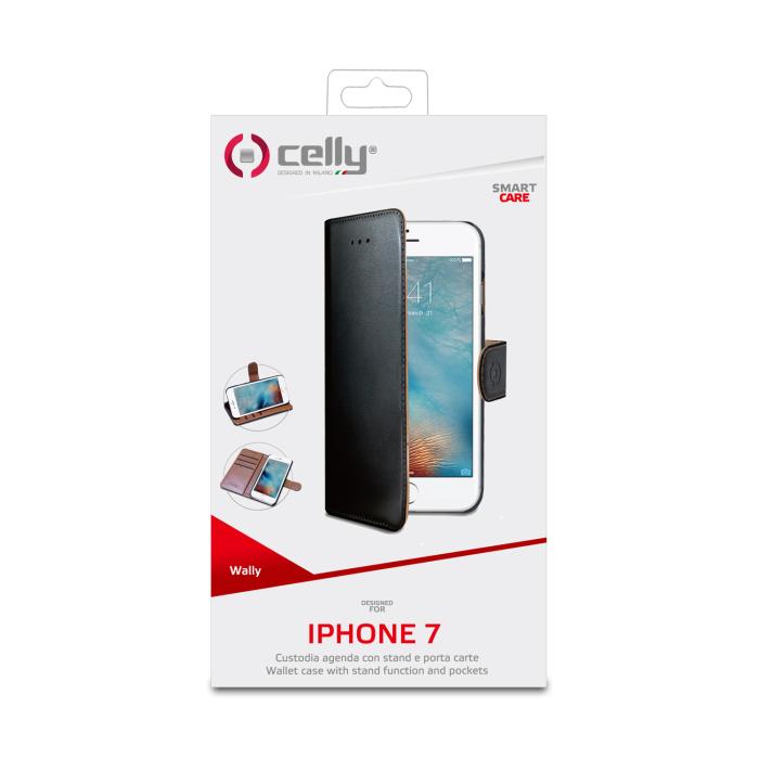 Celly - Celly Plånboksfodral till iPhone 7/8/SE 2020 - Svart/Beige