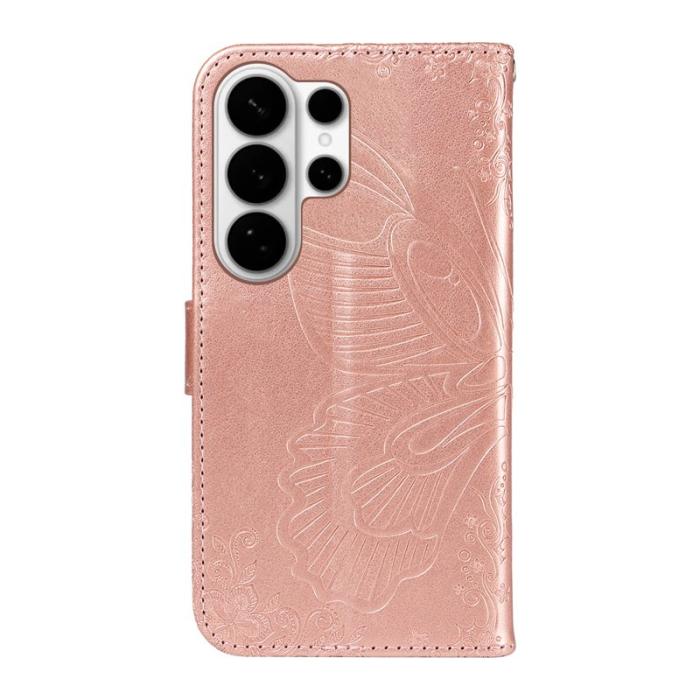 OEM - Mobilskal till Samsung Galaxy S26 Ultra Fjärilsmönster KonstLäder - Roséguld