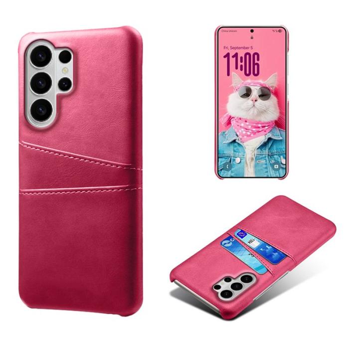 OEM - Mobilskal till Samsung Galaxy S26 Ultra PU Läder + Hård PC - Rosa