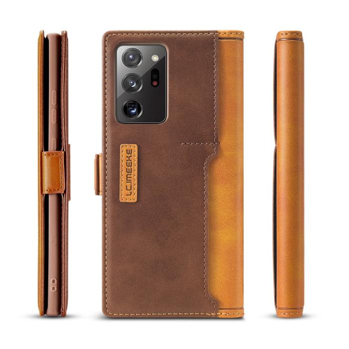 LC.imeeke - LC.IMEEKE Leather Card Holder Fodral Till Galaxy Note 20 Ultra - Brun
