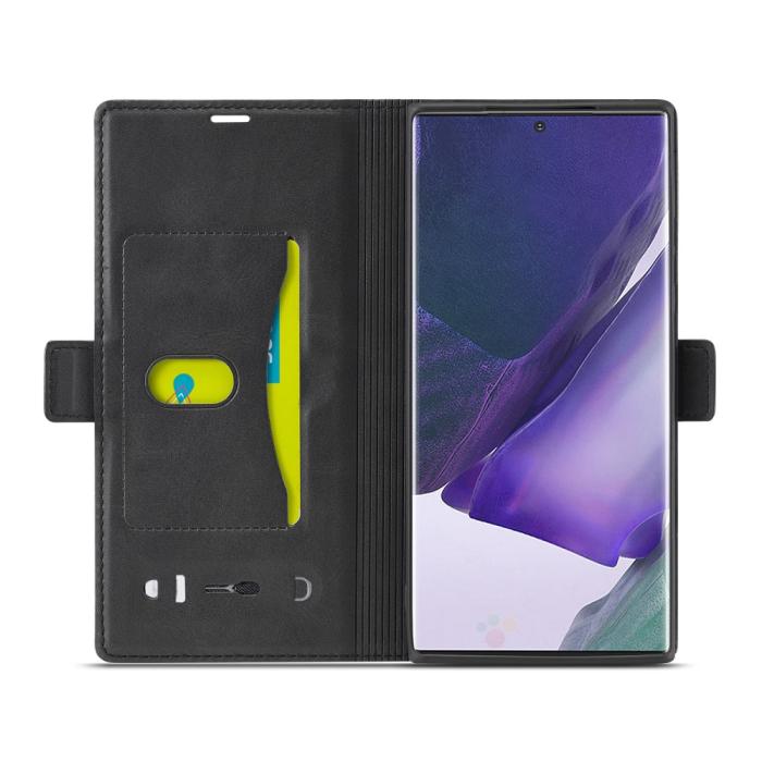 LC.imeeke - LC.IMEEKE Retro Leather Card Holder Fodral Till Galaxy Note 20 Ultra - Svart