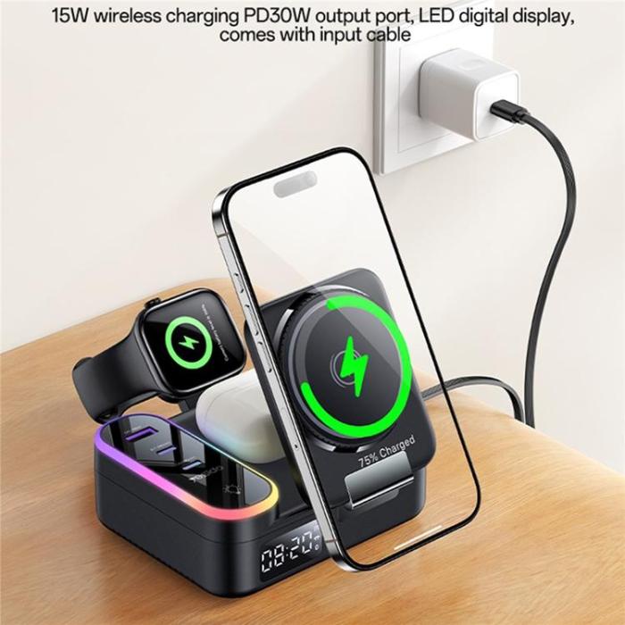 Yesido - YESIDO Magnetisk Trådlös Laddare 65W för Mobil/Watch/Earbuds med Digital klocka