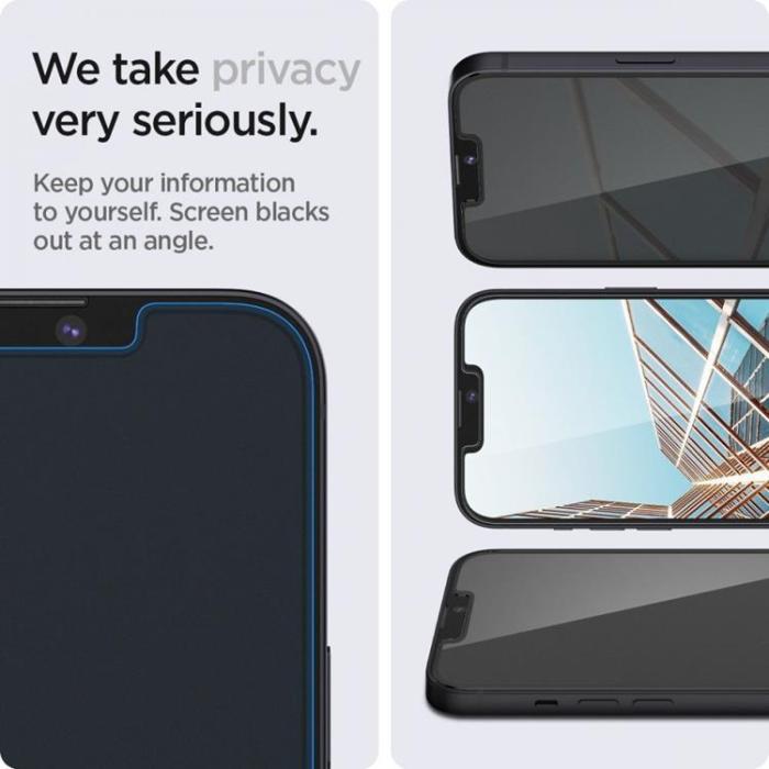 Spigen - Spigen iPhone 16E Härdat Glas Skärmskydd EZ Fit Privacy