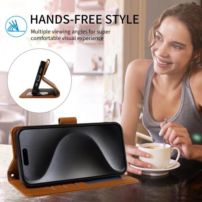 A-One Brand - Xiaomi 17 Pro Plånboksfodral RFID Dog Pattern Med Handledsrem - Brun