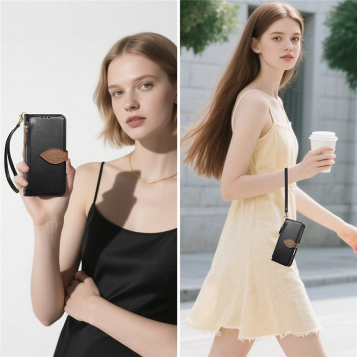 A-One Brand - iPhone 17 Pro Max Plånboksfodral Leaf Magnetiskt Spänne Konstläder