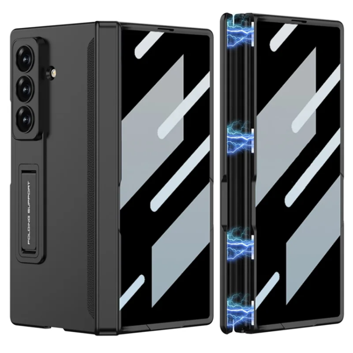 GKK - GKK Galaxy Z Fold 7 Mobilskal Kickstand med Härdat glas - Svart
