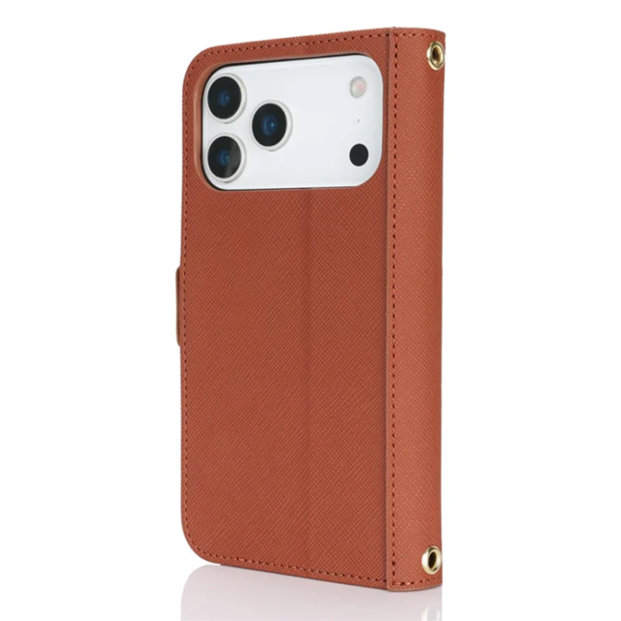 A-One Brand - iPhone 17 Pro Plånboksfodral Cross Texture med Axelrem - Brun