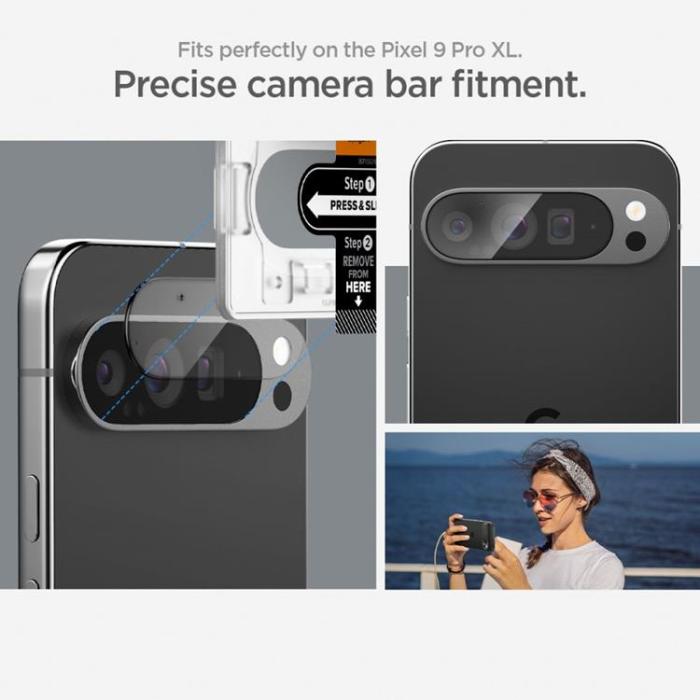 Spigen - [2-Pack] Spigen Google Pixel 9 Pro XL Linsskydd Härdat Glas EZ Fit - Clear