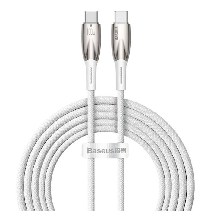 BASEUS - Baseus USB-C till USB-C kabel 100W 2m - Vit
