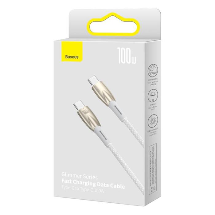 BASEUS - Baseus USB-C till USB-C kabel 100W 2m - Vit