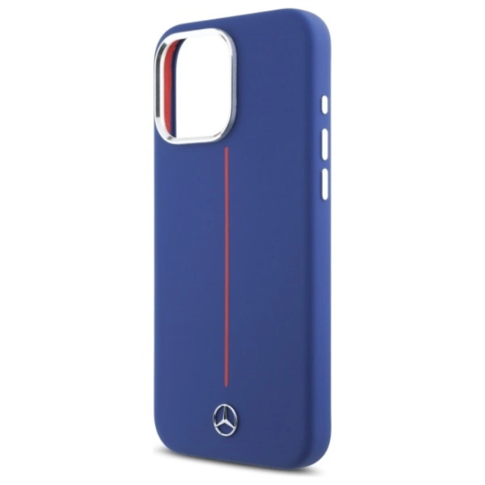 Mercedes - Mercedes iPhone 16 Pro Max Mobilskal MagSafe Silikon Röd Stripe - Blå