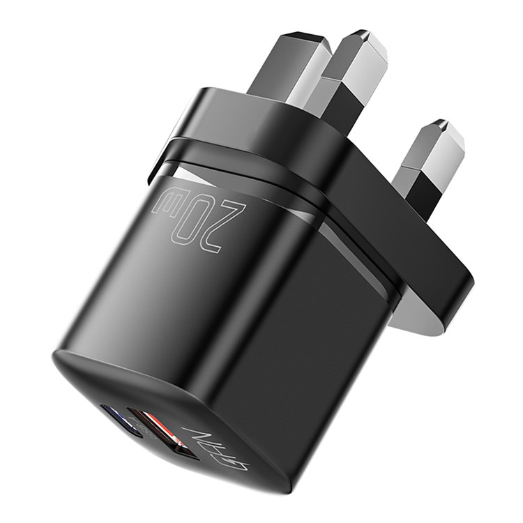 ESSAGER GaN Snabbladdare 20W USB-A - USB-C UK Curved - Svart | 505295 | AlltMobil