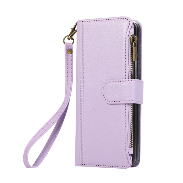 A-One Brand - Galaxy Z Fold7 Plånboksfodral Multi Zipper Läder - Lila