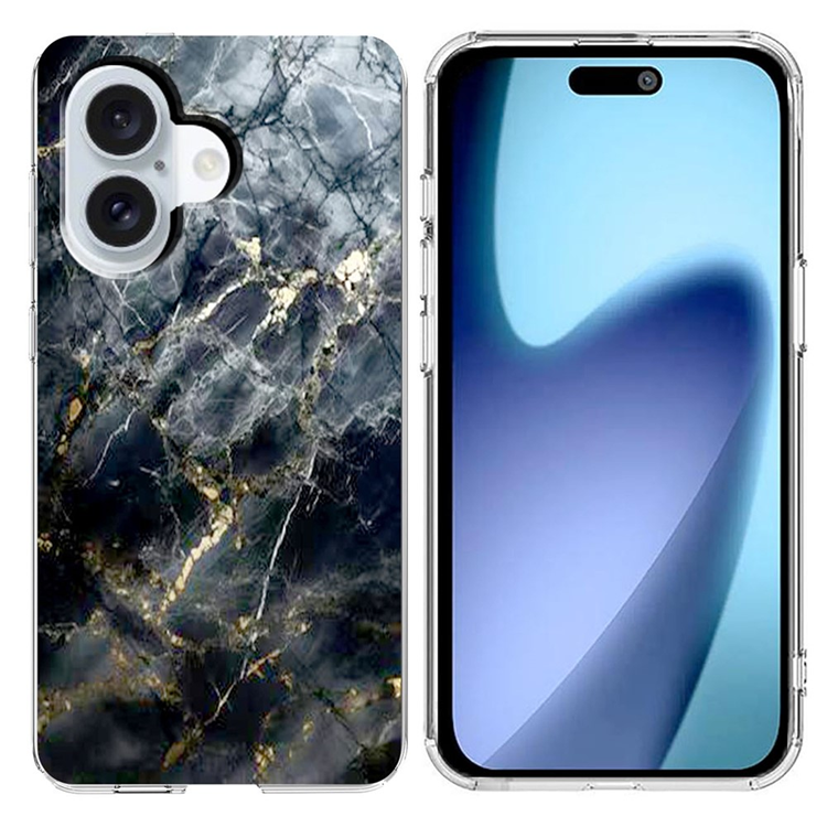 iPhone 17 Mobilskal Marble Pattern Printing Soft - Svart | 2353 | AlltMobil