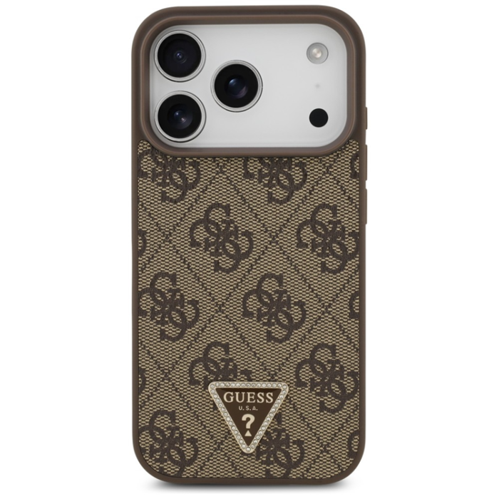 Guess - Guess Mobilskal För iPhone 18 Pro/17 Pro Magsafe Läder 4G Triangel Strass
