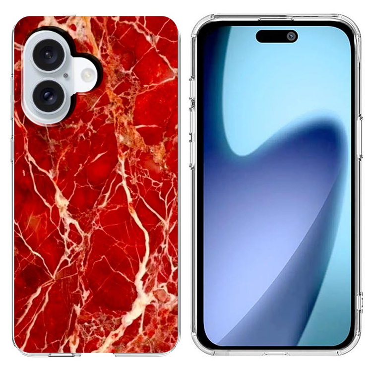 iPhone 17 Mobilskal Marble Pattern Printing Soft - Röd | 2353 | AlltMobil