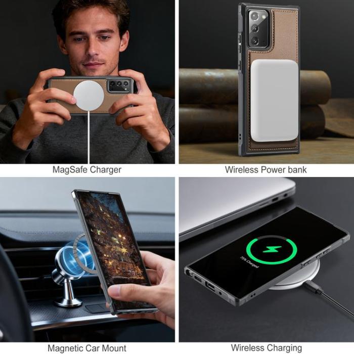 OEM - JEEHOOD Samsung Galaxy Note20 Fodral KonstLäder - Brun