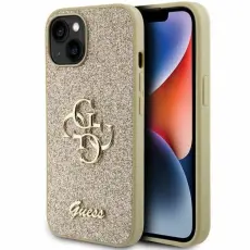 Guess - Guess iPhone 15 Mobilskal Glitter Script Big - Guld
