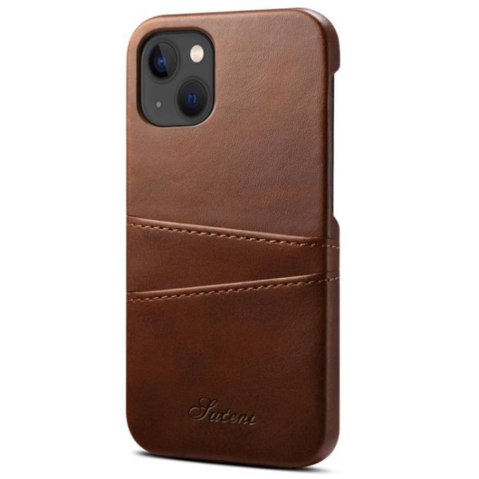 SUTENI - SUTENI iPhone 14 Plus Skal Korthållare - Brun