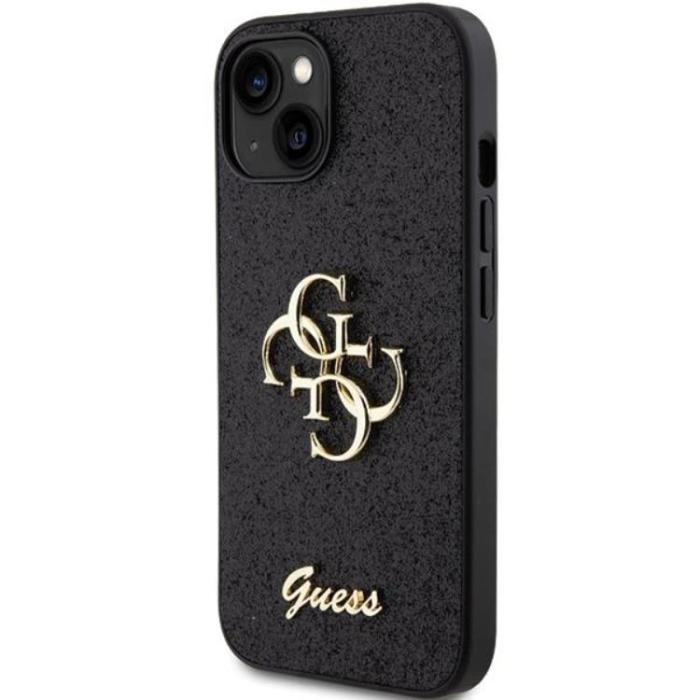 Guess - Guess iPhone 15 Mobilskal Glitter Script Big - Svart