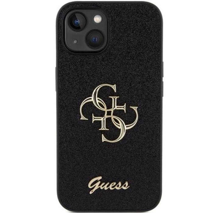 Guess - Guess iPhone 15 Mobilskal Glitter Script Big - Svart