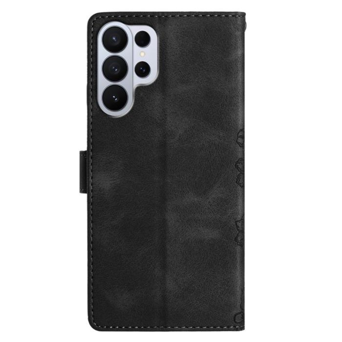 OEM - Mobilskal till Samsung Galaxy S26 Ultra KonstLäder Fjärilsmönster - Svart