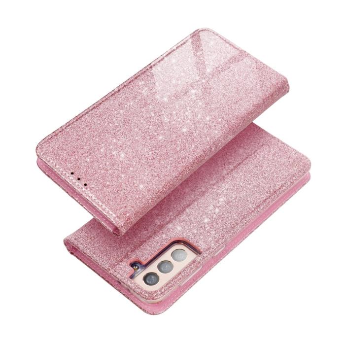 UTGATT1 - Forcell SHINING plånboksfodral till Samsung Galaxy S21 Plus Roséguld