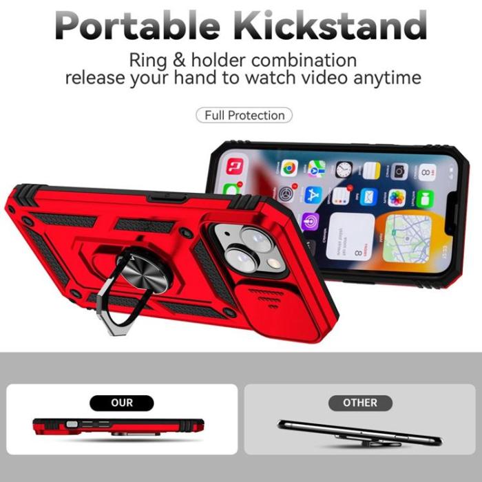 OEM - iPhone 14 Skal Ringhållare Kickstand - Röd