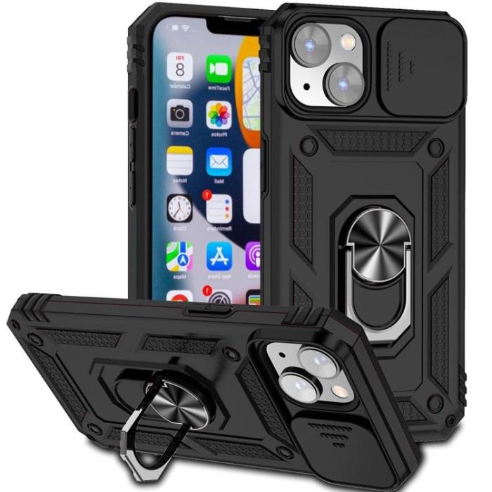 OEM - iPhone 14 Plus Skal Ringhållare Kickstand - Svart