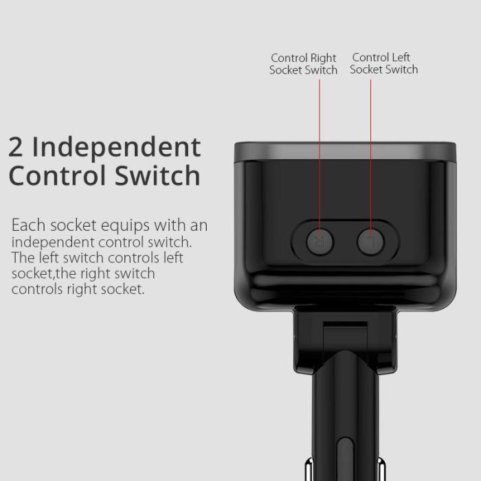 OEM - C47PQ Billaddare med PD 20W, QC3.0, 2.4A USB och 2 Cigarette Socket