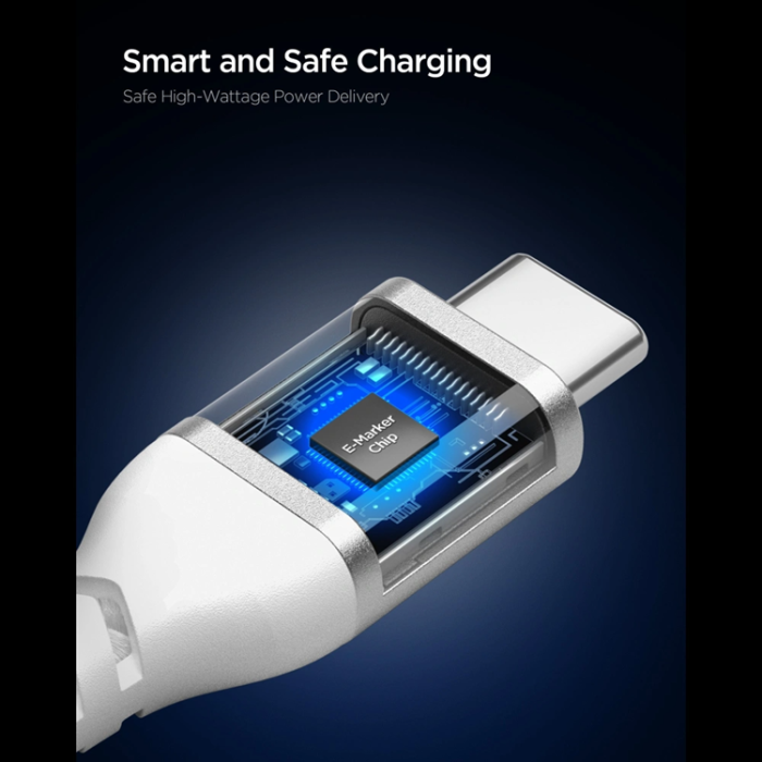 Spigen - Spigen EB10010CCA Essential USB-C till USB-C Kabel 100W 1m - Vit