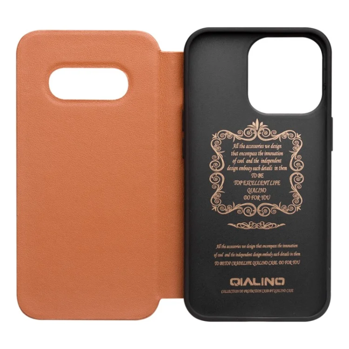 QIALINO - QIALINO iPhone 13 Mini Fodral Äkta Läder Cowhide - Brun