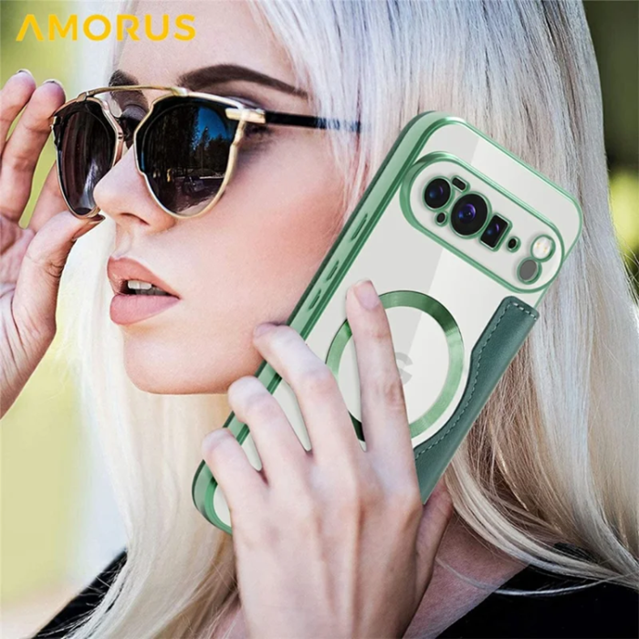 AMORUS - AMORUS Google Pixel 10 Pro XL Plånboksfodral Magsafe RFID - Grön