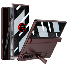 GKK - GKK Galaxy Z Fold 6 Mobilskal med Privacy Skärmskydd - Wine Röd