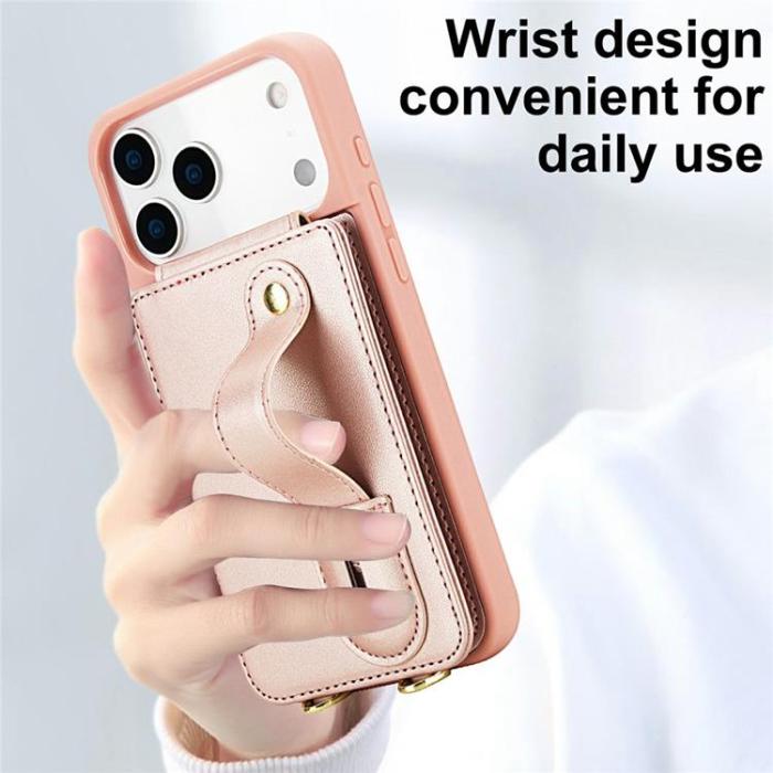 A-One Brand - iPhone 17 Pro Max Mobilskal korthållare Med Axelrem - Roséguld