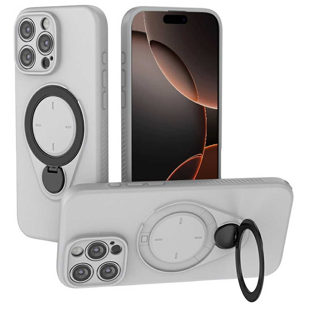 iPhone 16 Pro Max Mobilskal MagSafe Rotating Kickstand TPU PC - Grå (Grå) | 2353 | AlltMobil