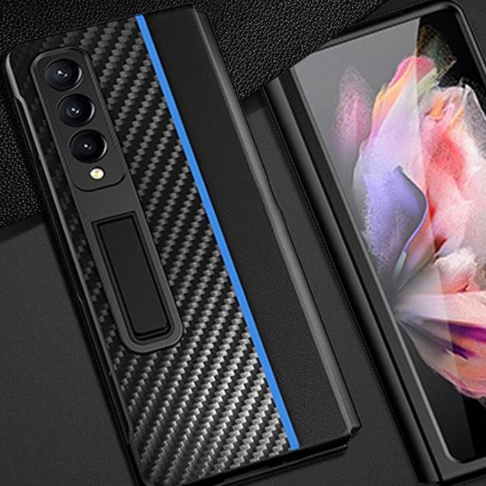 OEM - Galaxy Z Fold 4 Skal Carbon Fiber Kickstand - Gul