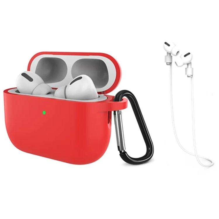 Airpods Pro 3 Mobilskal Silikon med Anti-förlorad Rem (Röd) | 2353 | AlltMobil