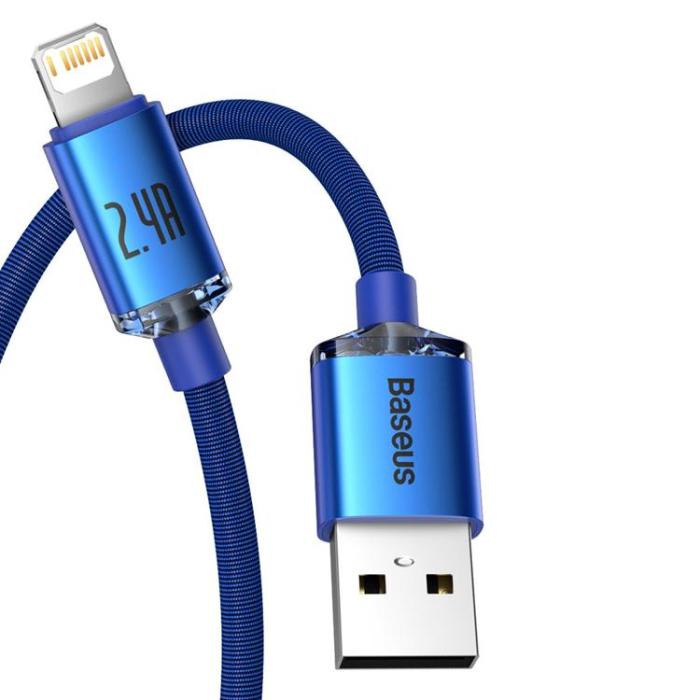 BASEUS - Baseus Crystal USB-A till Lightning kabel 2m - Blå