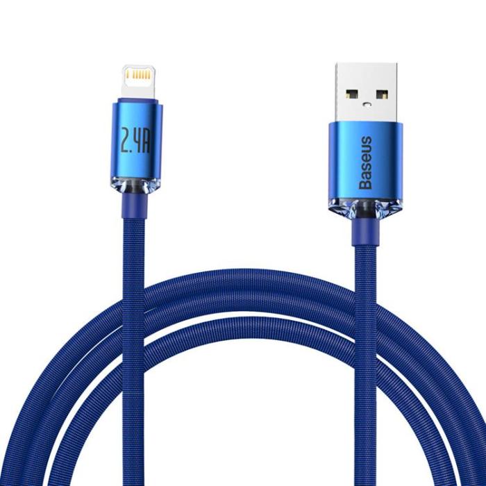 BASEUS - Baseus Crystal USB-A till Lightning kabel 2m - Blå