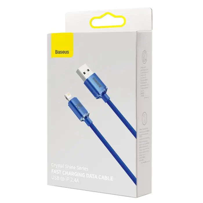 BASEUS - Baseus Crystal USB-A till Lightning kabel 2m - Blå